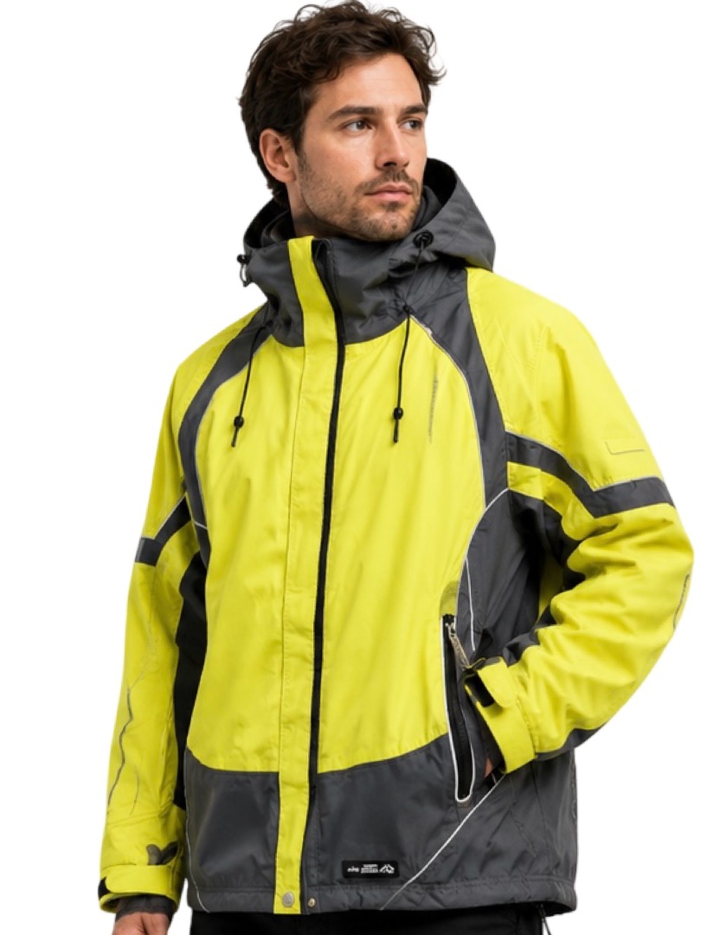 Vintage REI Zip-In Hooded Winter Shell Jacket – Mustard Yellow & Charcoal Grey